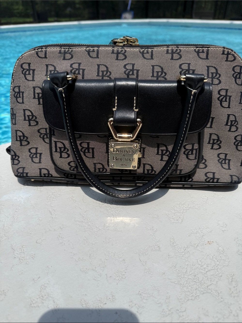Vintage Dooney & Bourke Black and Gray Logo Satchel
